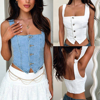 Summer Denim Strap Top